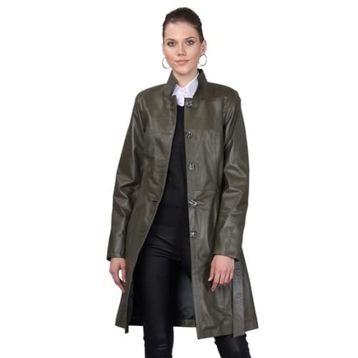 Basics&More B3034 Kadın Haki Deri Ceket
