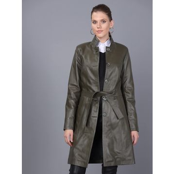 Basics&More B3034 Kadın Haki Deri Ceket