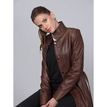 Basics&More B3034 Kadın Kestane Deri Ceket