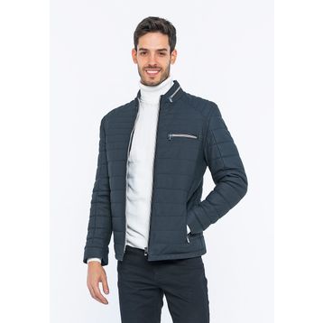 Basics&More Lacivert Tafta Erkek Deri Ceket