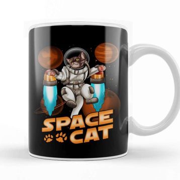 Baskı Dükkanı Adorable Space Cat Cute Kitty Astronaut Exploring Kupa