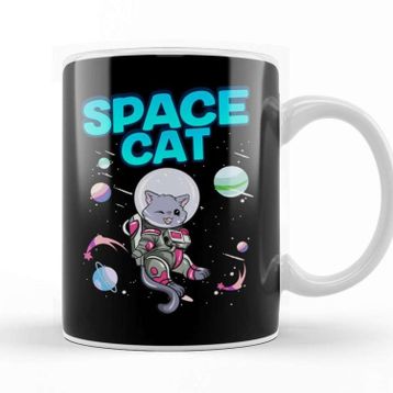 Baskı Dükkanı Adorable Space Cat Cute Kitty Astronaut Exploring Kupa