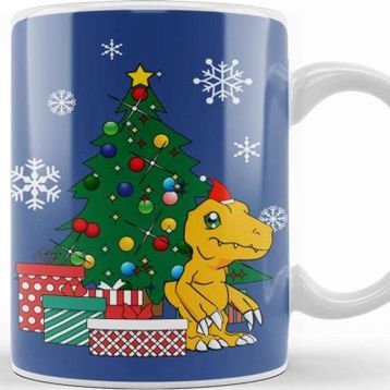 Baskı Dükkanı Agumon Around the Christmas Tree Digimon Kupa