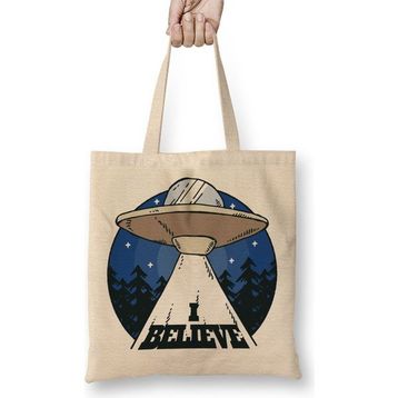 Baskı Dükkanı Alien Believe Uzaylı Bez Çanta