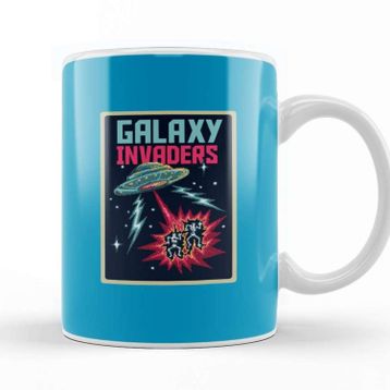 Baskı Dükkanı Aliens Retro Pixel Galaxy Invaders Kupa