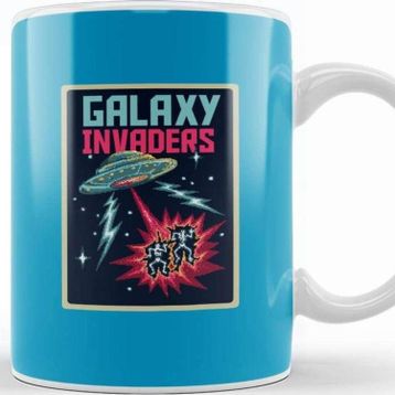 Baskı Dükkanı Aliens Retro Pixel Galaxy Invaders Kupa