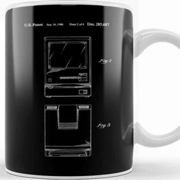 Baskı Dükkanı Apple Macintosh Front Back Views Patent Blueprint Kupa