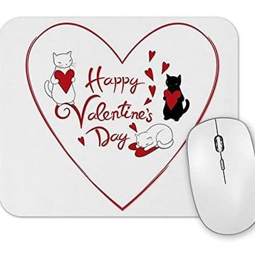 Baskı Dükkanı Ask Kediler Happy Valentines Cats Mouse Pad