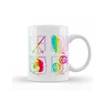 Baskı Dükkanı Attack On Titan Rainbow Kupa Bardak