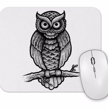 Baskı Dükkanı Baykuş Drawing Çizim Hayvan Animal Owl Simple Pet Mouse Pad