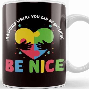 Baskı Dükkanı Be Nice Autism Awareness Heart Puzzle Support Special Needs Kupa