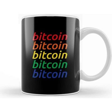 Baskı Dükkanı Bitcoin Rainbow Repetition Colour Logo Kupa