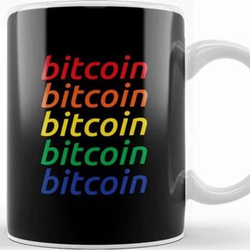 Baskı Dükkanı Bitcoin Rainbow Repetition Colour Logo Kupa