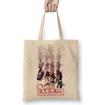 Baskı Dükkanı Blackpink 0001 Bez Uzun Saplı Krem Rengi Çanta