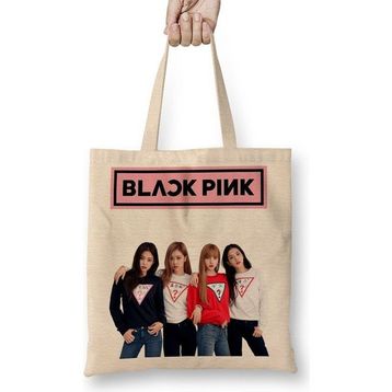Baskı Dükkanı Blackpink 006 Bez Uzun Saplı Krem Rengi Çanta