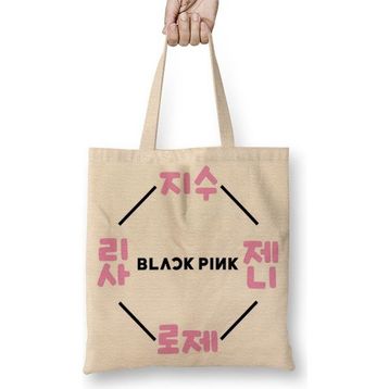 Baskı Dükkanı Blackpink Blackpınk Bez Uzun Saplı Krem Rengi Çanta