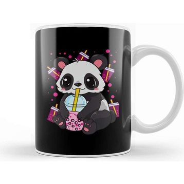 Baskı Dükkanı Boba Bubble Tea Panda Drinking Boba Kupa