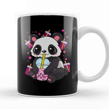 Baskı Dükkanı Boba Bubble Tea Panda Drinking Boba Kupa