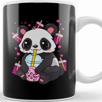 Baskı Dükkanı Boba Bubble Tea Panda Drinking Boba Kupa