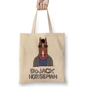 Baskı Dükkanı Bojack Horseman 04 Bez Uzun Saplı Krem Rengi Çanta