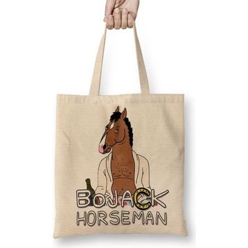 Baskı Dükkanı Bojack Horseman Bez Uzun Saplı Krem Rengi Çanta