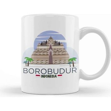 Baskı Dükkanı Borobudur Mahayana Buddhist Java Temple Kupa Bardak