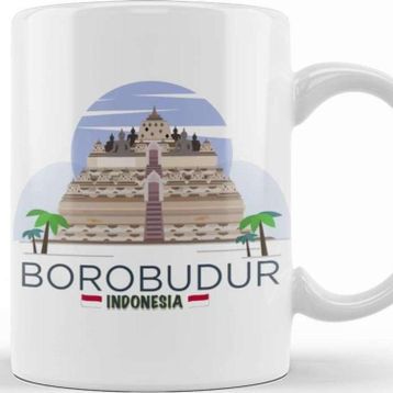 Baskı Dükkanı Borobudur Mahayana Buddhist Java Temple Kupa Bardak