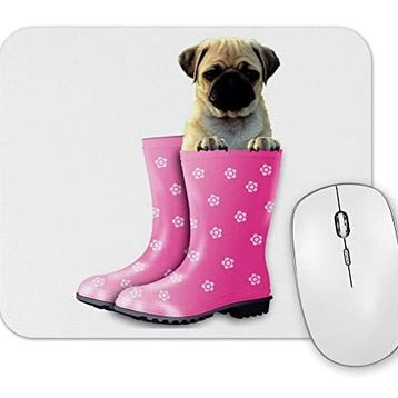 Baskı Dükkanı Botlu Pug Botlu Köpek Mouse Pad