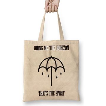 Baskı Dükkanı Bring Me The Horizon Bmth Bez Uzun Saplı Krem Rengi Çanta