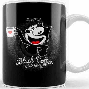 Baskı Dükkanı But First Black Coffee Felix Kupa