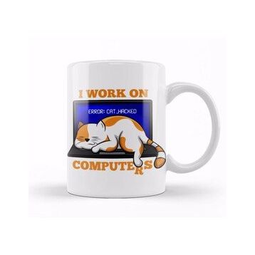 Baskı Dükkanı Cat Hacked Computer Informatik Programmer Kupa Bardak
