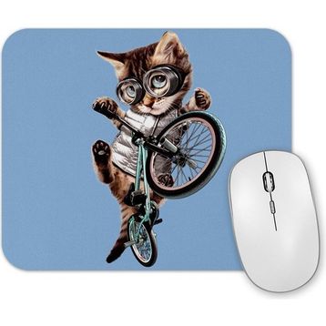 Baskı Dükkanı Cat Kedi Bisiklet Şov Mouse Pad