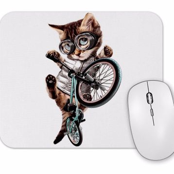 Baskı Dükkanı Cat Kedi Bisiklet Şov Mouse Pad