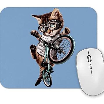 Baskı Dükkanı Cat Kedi Bisiklet Şov Mouse Pad