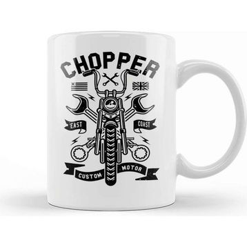 Baskı Dükkanı Chopper Custom Motorcycle Kupa Bardak