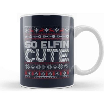 Baskı Dükkanı Christmas So Elfin Cute Knit Pattern Kupa Bardak