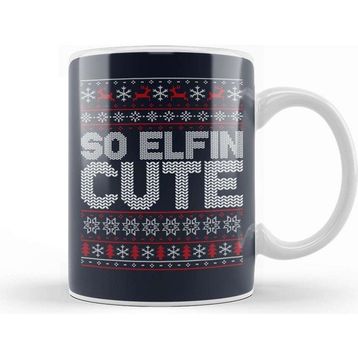 Baskı Dükkanı Christmas So Elfin Cute Knit Pattern Kupa Bardak