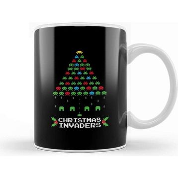 Baskı Dükkanı Christmas Space Invaders Kupa Bardak
