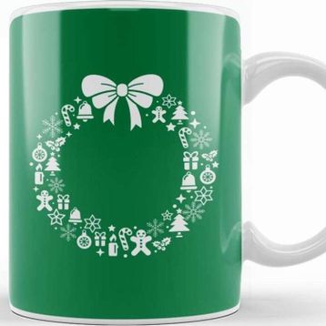 Baskı Dükkanı Christmas Wreath Pattern Kupa Bardak