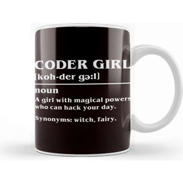 Baskı Dükkanı Coder Girl Definition Coding Programmer Developer Software Kupa