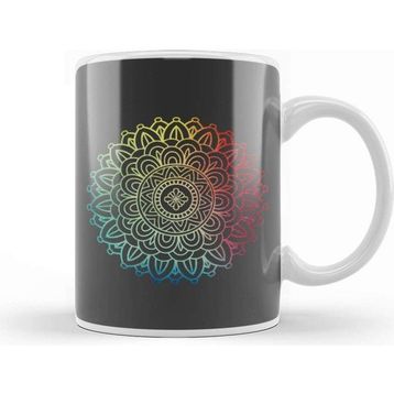 Baskı Dükkanı Colorful Boho Mandala In Rainbow Look Kupa