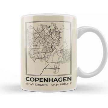 Baskı Dükkanı Copenhagen Minimalist Map Kupa Bardak