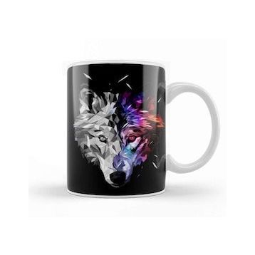 Baskı Dükkanı Cosmic Wolf Low Poly Abstract Kupa