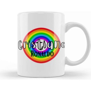 Baskı Dükkanı Cristiano Ronaldo Retro Rainbow Style Kupa