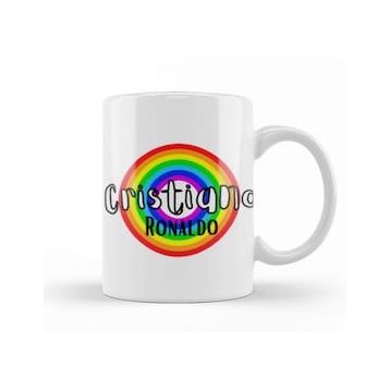 Baskı Dükkanı Cristiano Ronaldo Retro Rainbow Style Kupa