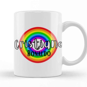 Baskı Dükkanı Cristiano Ronaldo Retro Rainbow Style Kupa