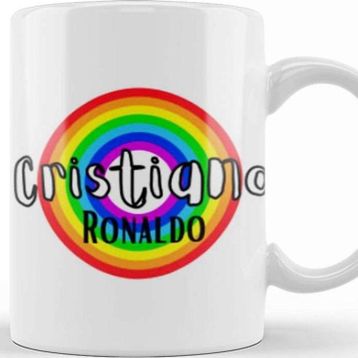 Baskı Dükkanı Cristiano Ronaldo Retro Rainbow Style Kupa