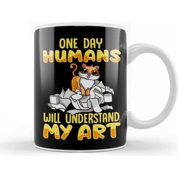 Baskı Dükkanı Cute Cat One Day Humans Will Understand My Art Kupa Bardak