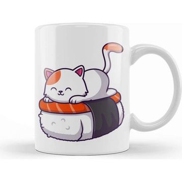 Baskı Dükkanı Cute Cat Sushi Salmon 05 Kupa