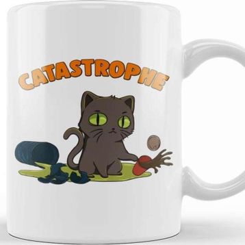 Baskı Dükkanı Cute Funny Catastrophe Kitten Spilling Drinks Cat Kupa